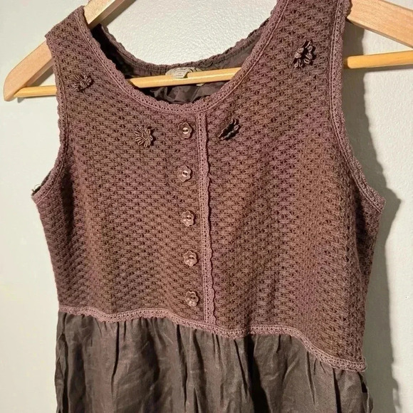 Vintage brown  Fairycore linen blend knit dress M - Picture 3 of 6
